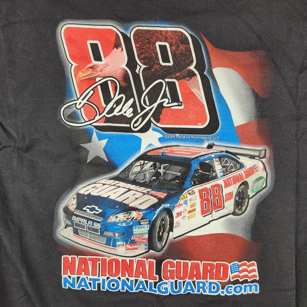 Dale Earnhardt Jr Shirt Mens Large Black NASCAR National Guard 88 Racing Graphic